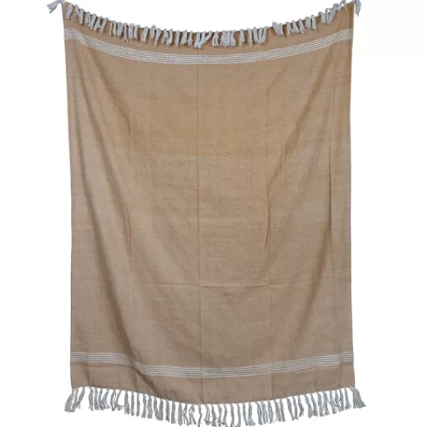 Blankets & Throws-Kirkland's Home And White With Fringe Throw Blanket Tan