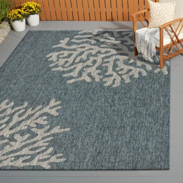 Outdoor Rugs-Kirkland's Home Andros Reef Captiva Outdoor Area Rug, 5X7 Blue/Tan