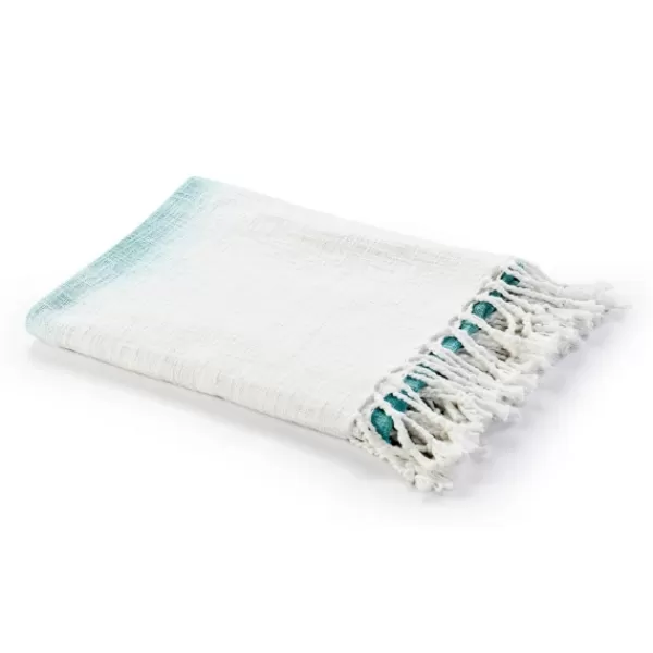 Blankets & Throws-Kirkland's Home Angel Blue Shibori Slab Fringe Throw Blue/White