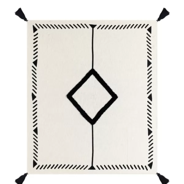 Blankets & Throws-Kirkland's Home Anna Black And White Diamond Throw White/Black