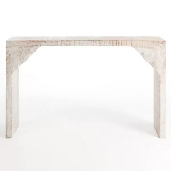 Console Tables-Kirkland's Home Anna Washed Wood Console Table White