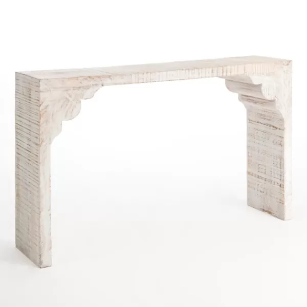 Console Tables-Kirkland's Home Anna Washed Wood Console Table White