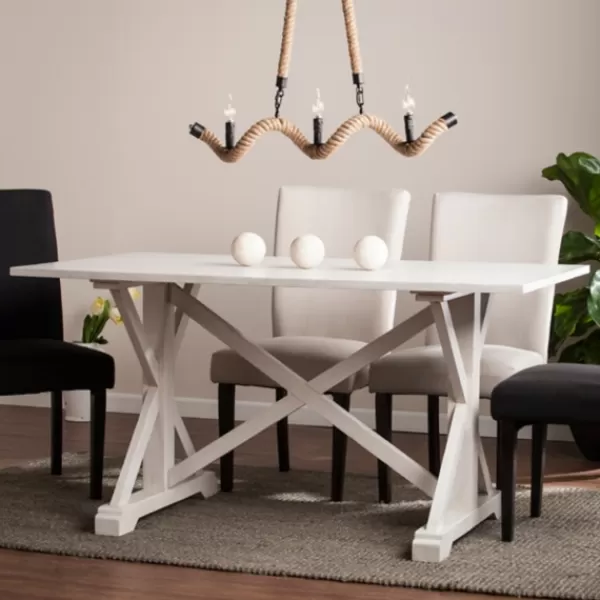 Dining Tables-Kirkland's Home Annalise Distressed Farmhouse Dining Table White