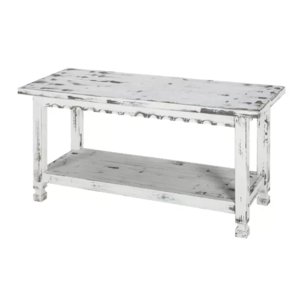 Benches & Ottomans-Kirkland's Home Antiquated Farmhouse Shelf Bench White