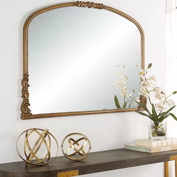 Decorative Mirrors-Kirkland's Home Antique Baroque Arched Wall Mirror Gold