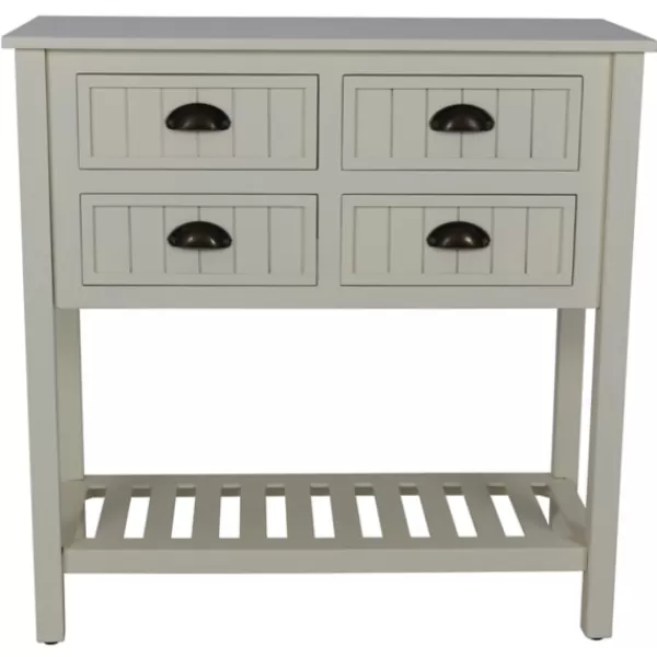 Console Tables-Kirkland's Home Antique Beadboard 4-Drawer Console Table White