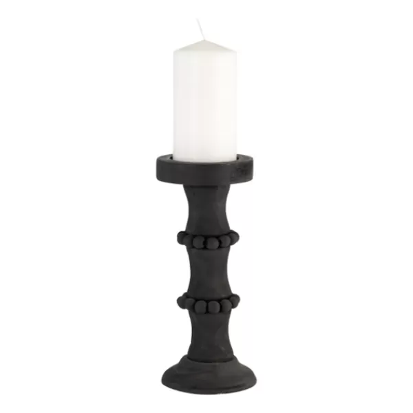 Candle Holders-Kirkland's Home Antique Beaded Column Candle Holder, 11 In. Black