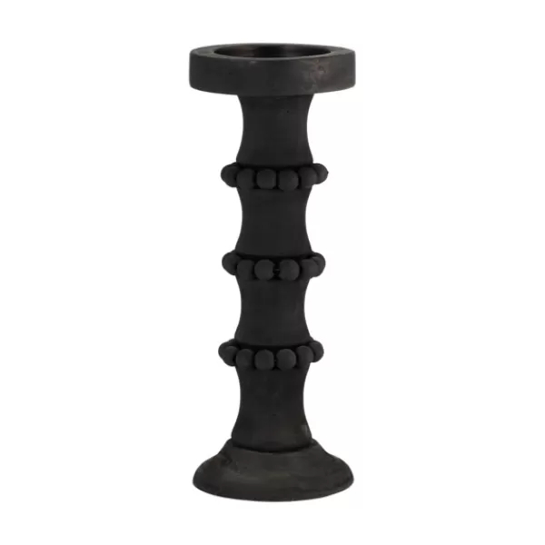 Candle Holders-Kirkland's Home Antique Beaded Column Candle Holder, 13 In. Black