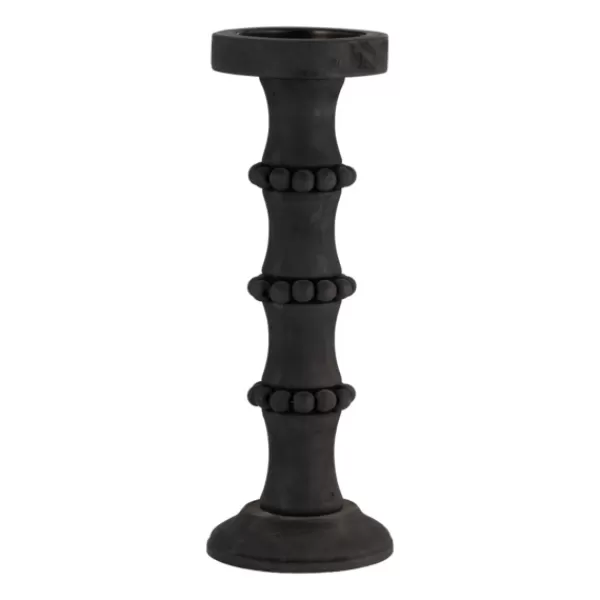 Candle Holders-Kirkland's Home Antique Beaded Column Candle Holder, 15 In. Black