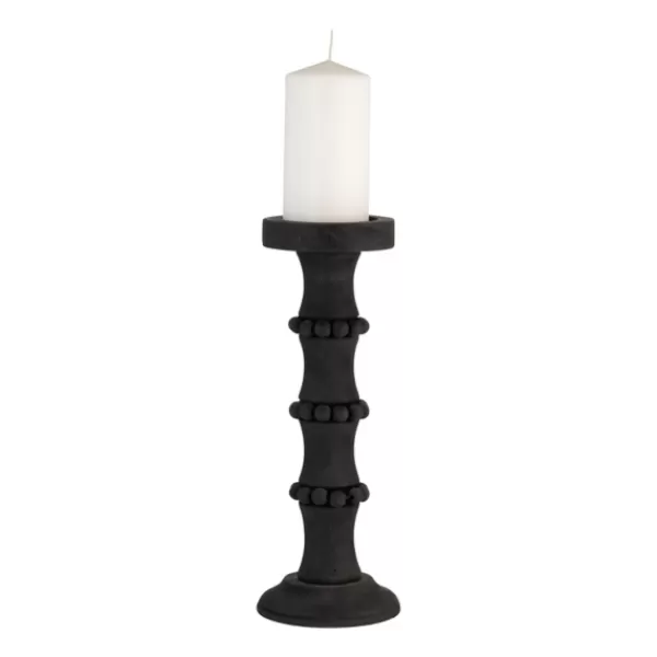 Candle Holders-Kirkland's Home Antique Beaded Column Candle Holder, 15 In. Black