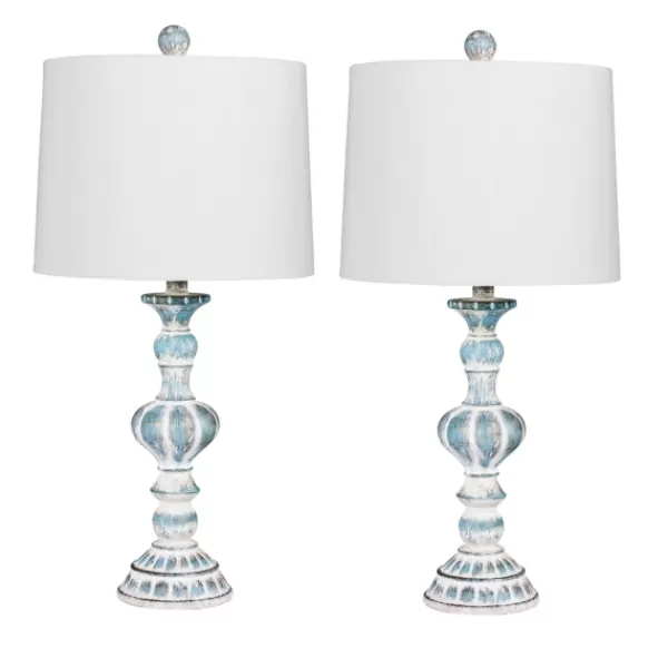 Table Lamps-Kirkland's Home Antique Blue Candlestick Table Lamps, Set Of 2 Blue/White