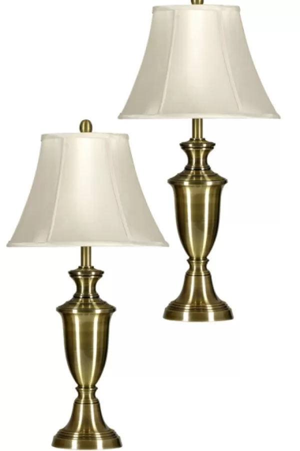 Table Lamps-Kirkland's Home Antique Brass Table Lamp, Set Of 2 White