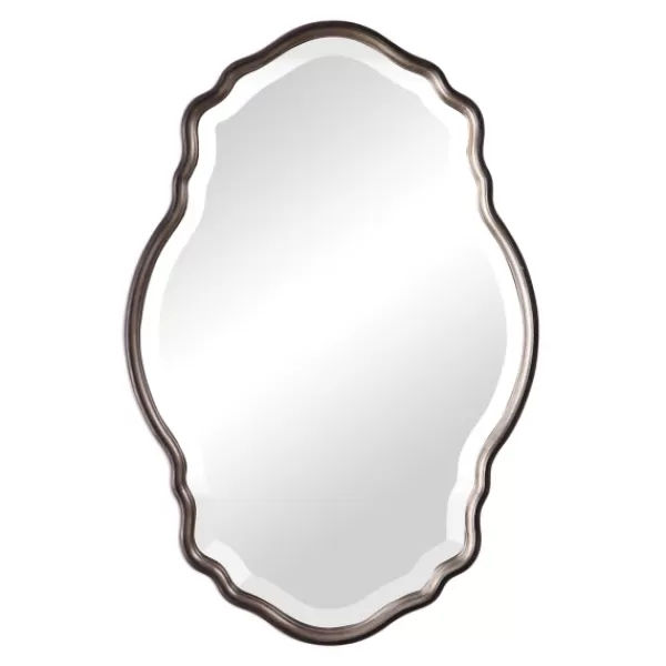 Decorative Mirrors-Kirkland's Home Antique Bronze And Silver Curved Wooden Mirror