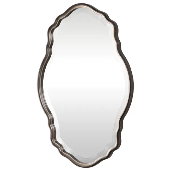 Decorative Mirrors-Kirkland's Home Antique Bronze And Silver Curved Wooden Mirror