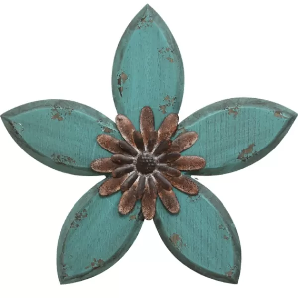 Wall Plaques-Kirkland's Home Antique Flower Plaque Blue