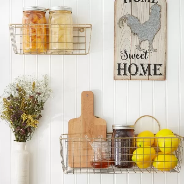 Wall Storage-Kirkland's Home Antique Gold 2-Pc. Wire Basket Set