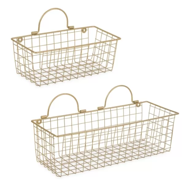 Wall Storage-Kirkland's Home Antique Gold 2-Pc. Wire Basket Set