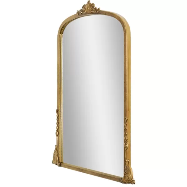 Decorative Mirrors-Kirkland's Home Antique Gold Metal Baroque Arch Wall Mirror