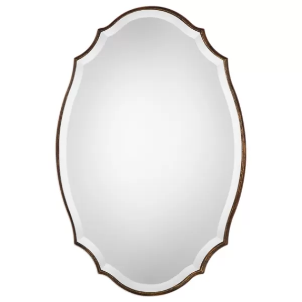 Decorative Mirrors-Kirkland's Home Antique Gold Rounded Edge Wood Wall Mirror