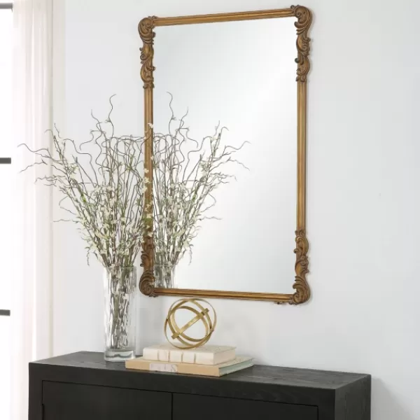 Decorative Mirrors-Kirkland's Home Antique Gold Vintage Rectangular Wall Mirror