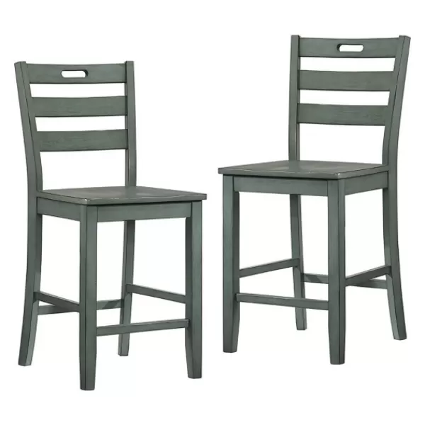 Bar Stools & Counter Height Stools-Kirkland's Home Antique Ladder Counter Stools, Set Of 2 Green