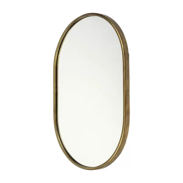 Decorative Mirrors-Kirkland's Home Antique Metal Frame Oval Wall Mirror Gold