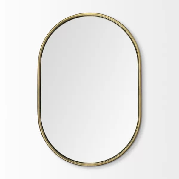 Decorative Mirrors-Kirkland's Home Antique Metal Frame Oval Wall Mirror Gold