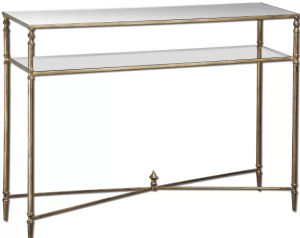 Console Tables-Kirkland's Home Antique Mirror Top Console Table Gold