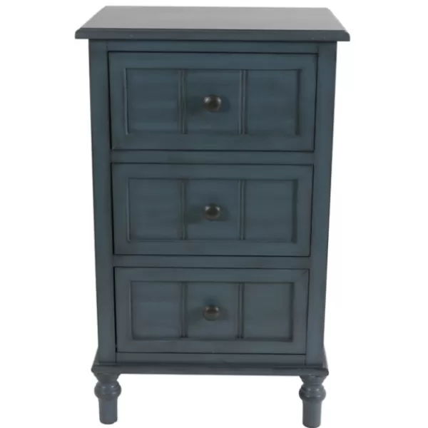 Accent & End Tables-Kirkland's Home Antique Navy 3-Drawer Chest Side Table Blue