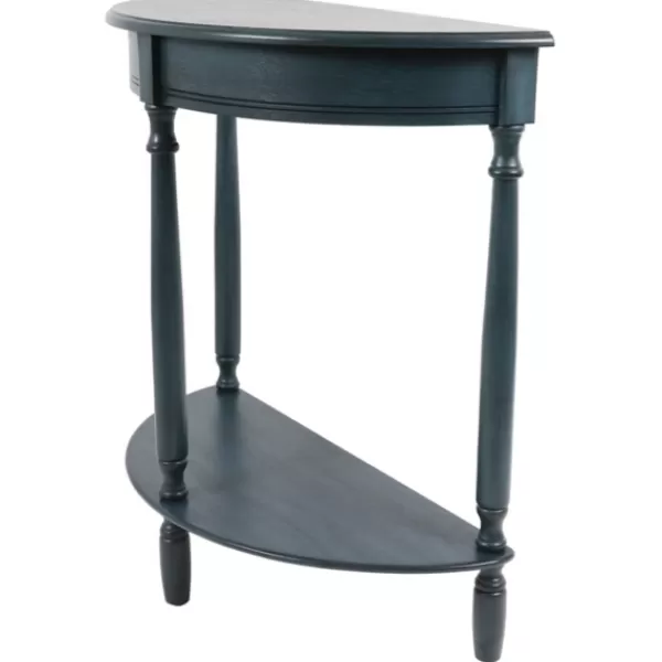 Console Tables-Kirkland's Home Antique Navy Half Round Console Table Blue