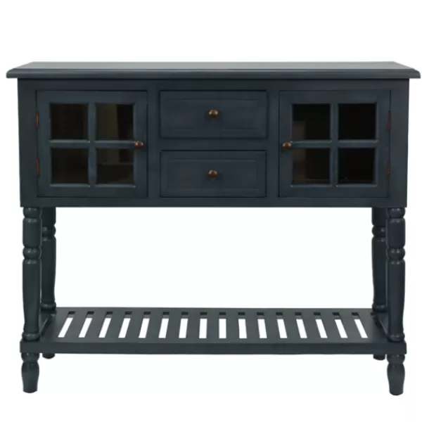 Console Tables-Kirkland's Home Antique Navy Windowpane Buffet Console Table Blue