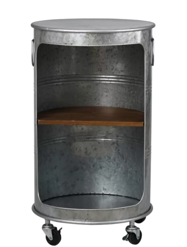 Accent & End Tables-Kirkland's Home Antique Round Rolling Galvanized Accent Table Gray