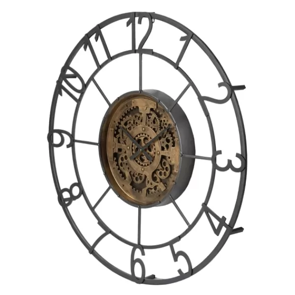 Clocks-Kirkland's Home Antique Rusted Iron Gearwork Wall Clock