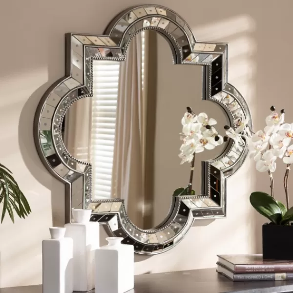 Decorative Mirrors-Kirkland's Home Antique Silver Quatrefoil Frame Wall Mirror