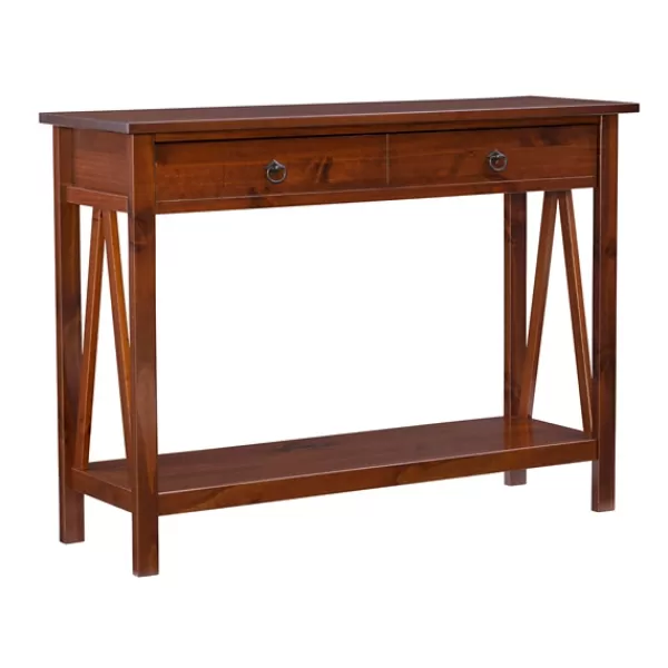 Console Tables-Kirkland's Home Antique Tobacco Console Table With Bottom Shelf