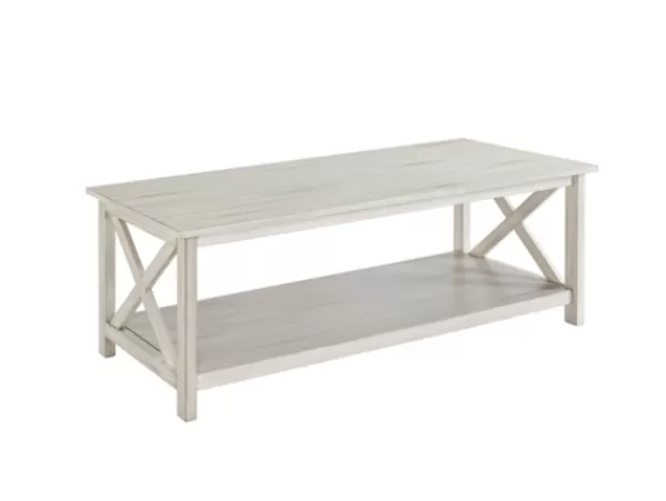 Coffee Tables-Kirkland's Home Antique Washed Wood Coffee Table White