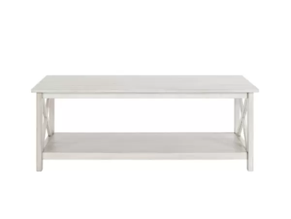 Coffee Tables-Kirkland's Home Antique Washed Wood Coffee Table White