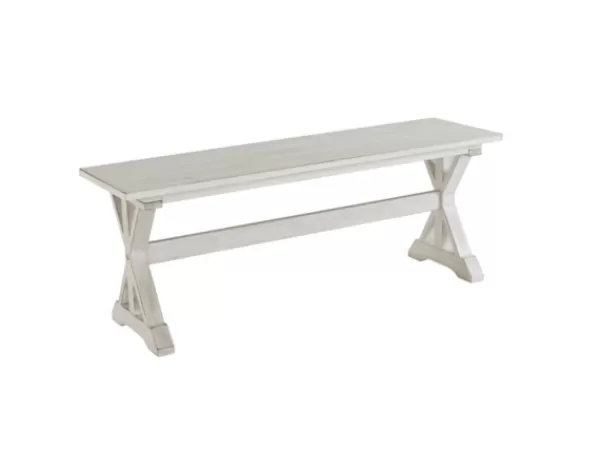 Benches & Ottomans-Kirkland's Home Antique Washed Wood Dining Bench White