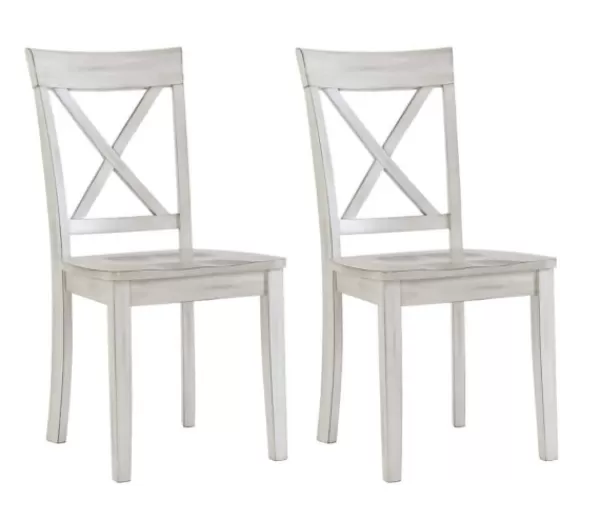 Dining Chairs-Kirkland's Home Antique Washed Wood Dining Chairs, Set Of 2 White