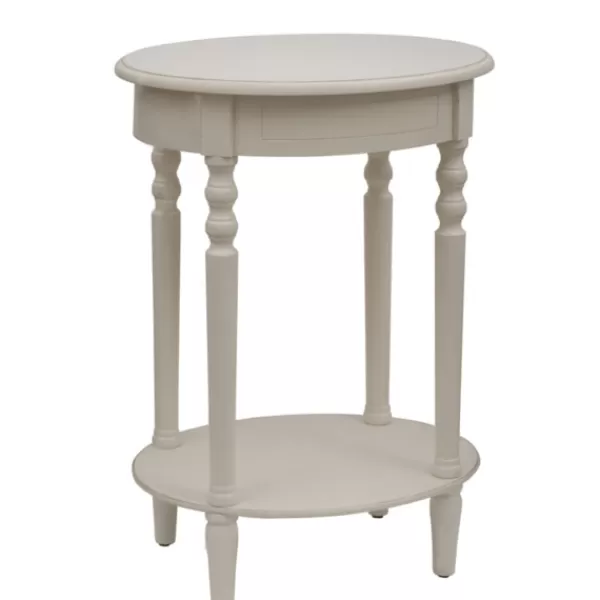 Nightstands-Kirkland's Home Antique White Simplicity Oval Side Table Ivory