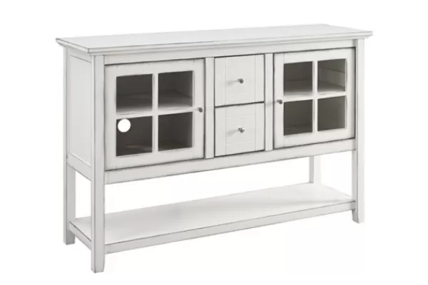 Console Tables-Kirkland's Home Antique White Wood Tv Stand Console Table Ivory