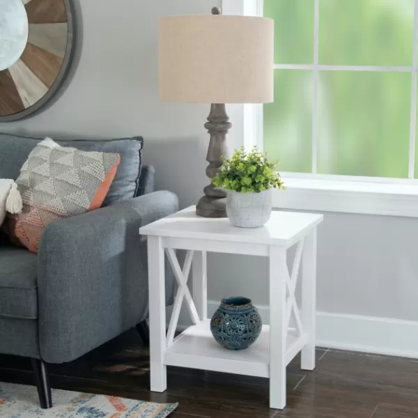 Accent & End Tables-Kirkland's Home Antique White X Side Frame Accent Table