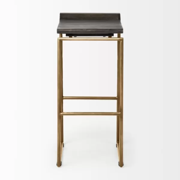 Bar Stools & Counter Height Stools-Kirkland's Home Antiqued Gold Frame Modern Bar Stool Gold/Brown