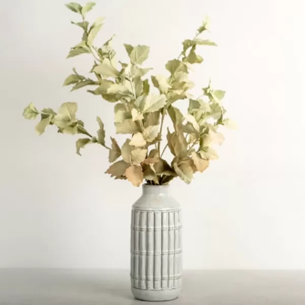 Arrangements & Greenery-Kirkland's Home Antiqued Leaves Arrangement In White Vase Green/White