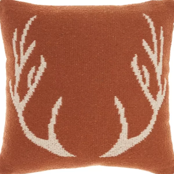 Pillows-Kirkland's Home Antlers Cotton Throw Pillow Orange