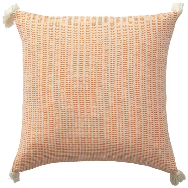 Pillows-Kirkland's Home Apricot Trapeze Organic Cotton Throw Pillow Orange/Ivory