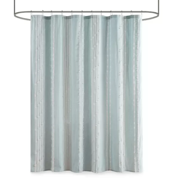 Shower Curtains-Kirkland's Home Aqua Cotton Jacquard Shower Curtain Blue