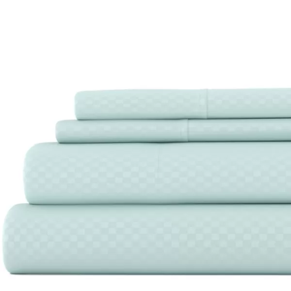 Bed Sheets-Kirkland's Home Aqua Embossed Checkered 3-Pc. Twin Sheet Set Blue