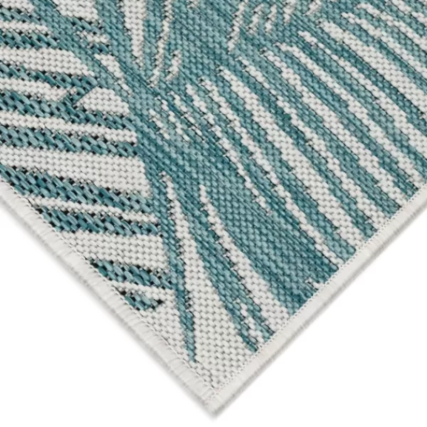 Outdoor Rugs-Kirkland's Home Aqua Forest Leaf Indoor/Outdoor Area Rug, 6X9 Green/White