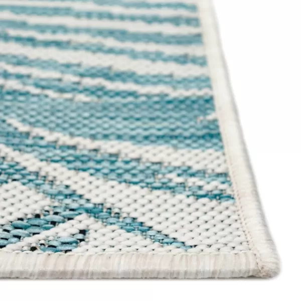 Outdoor Rugs-Kirkland's Home Aqua Forest Leaf Indoor/Outdoor Area Rug, 6X9 Green/White